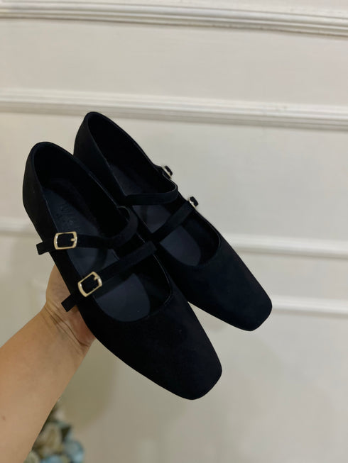 Women Double Buckle Straps Mary Jane Shoes